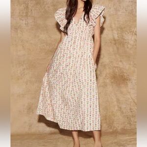 Saylor Floral Ruffle Sleeve Midi Dress
